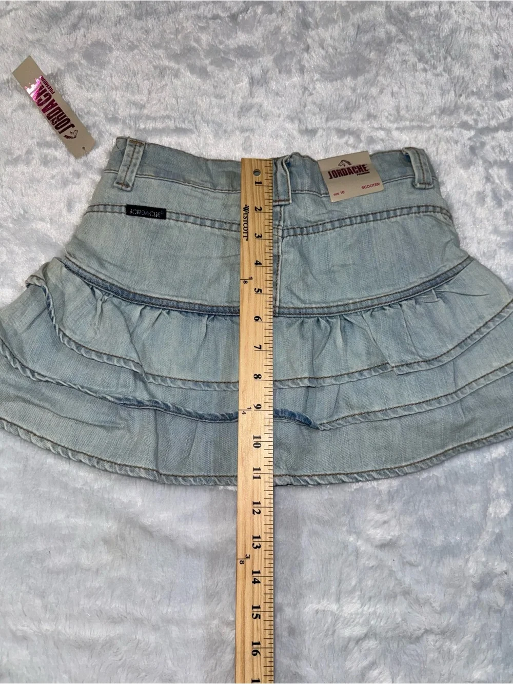 Jordache Light Wash Denim Ruffle Skort - Pale Blue